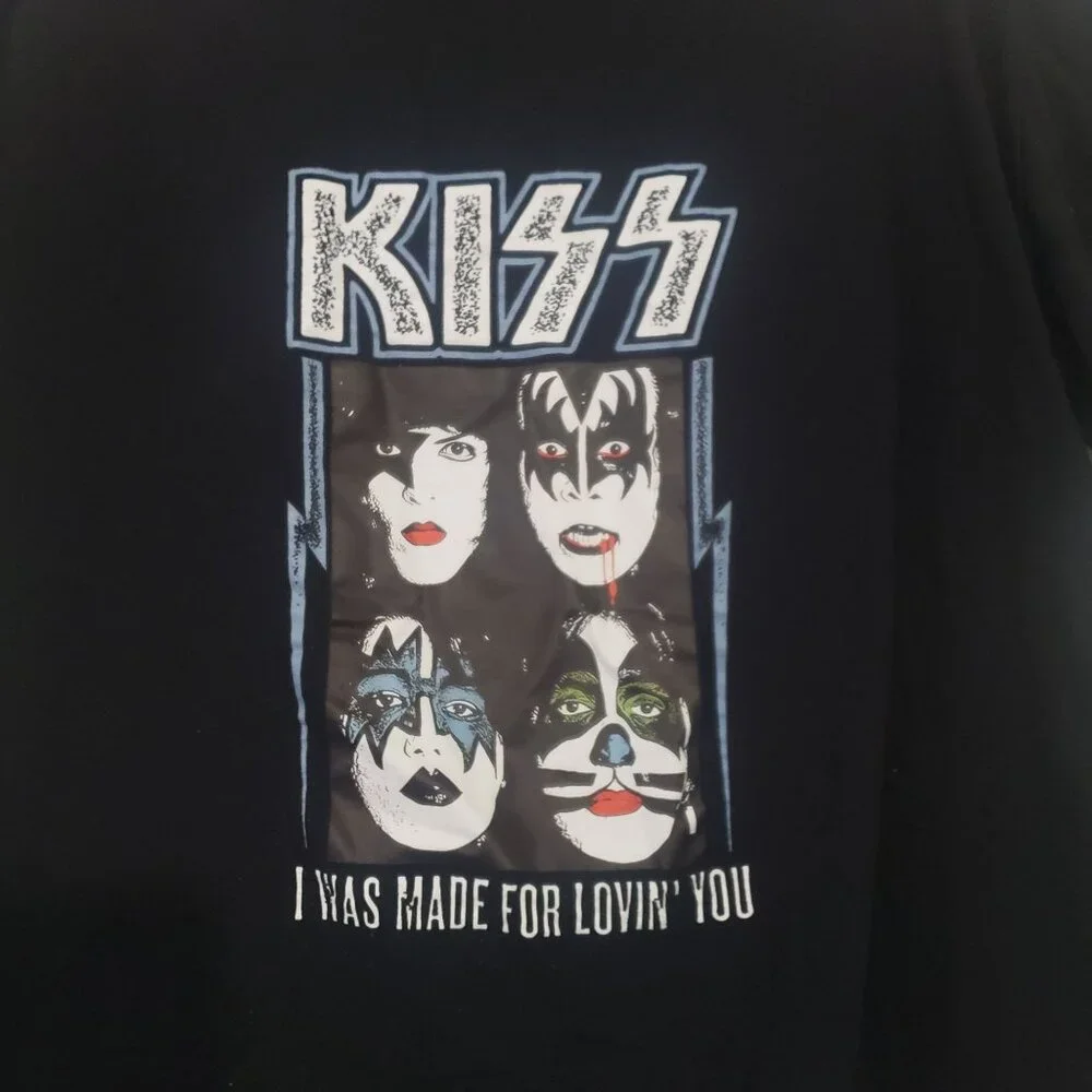 Kiss Unisex I Was Made For Lovin You Graphic Band T Shirt Size L Short Sleeve - Picture 3 of 5